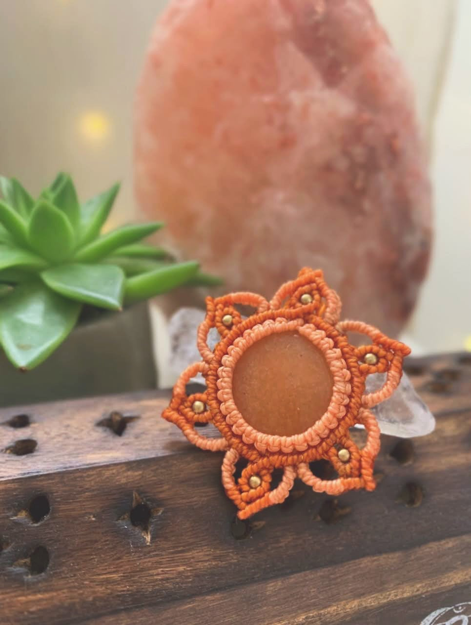 Sacral Chakra Necklace - Micromacrame Jewelry - Orange Aventurine Pendant - Boho Macrame Necklace