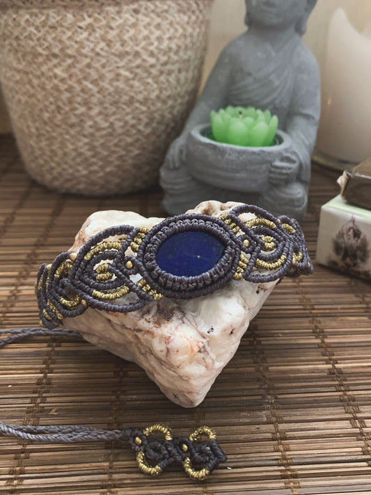 Lapis Lazuli Choker - Micromacrame Jewelry - Boho Macrame Choker