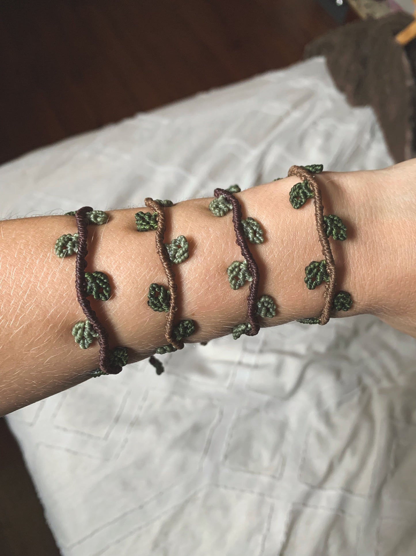 Leafy Bracelets - MADE TO ORDER - Micromacrame Jewelry - Fairy Bracelets - Boho Macrame Bracelet
